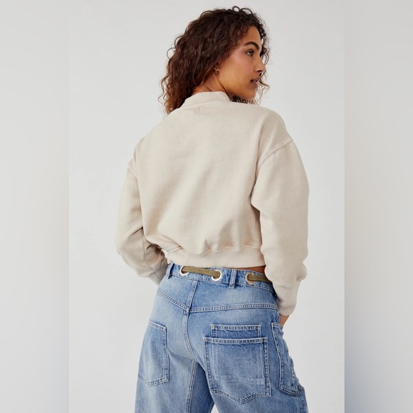 Free People We The Free Nikki Sweatshirt-Champagne Color-Size Small - Picture 3 of 10